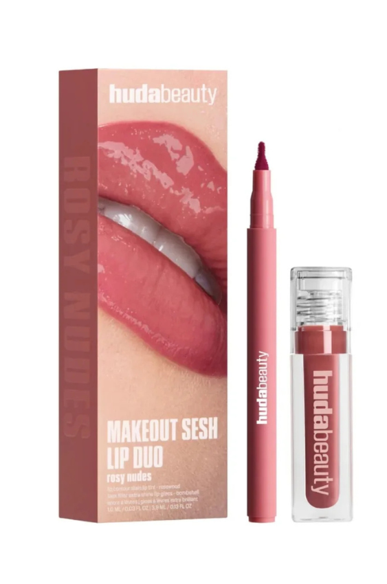Huda Beauty Makeout Sesh Lip Duo Rosy Nudes